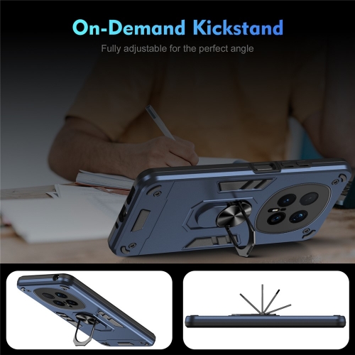 Удароустойчив калъф Hybrid Ring Holder Kickstand за Honor Magic8 Pro 5G, Син