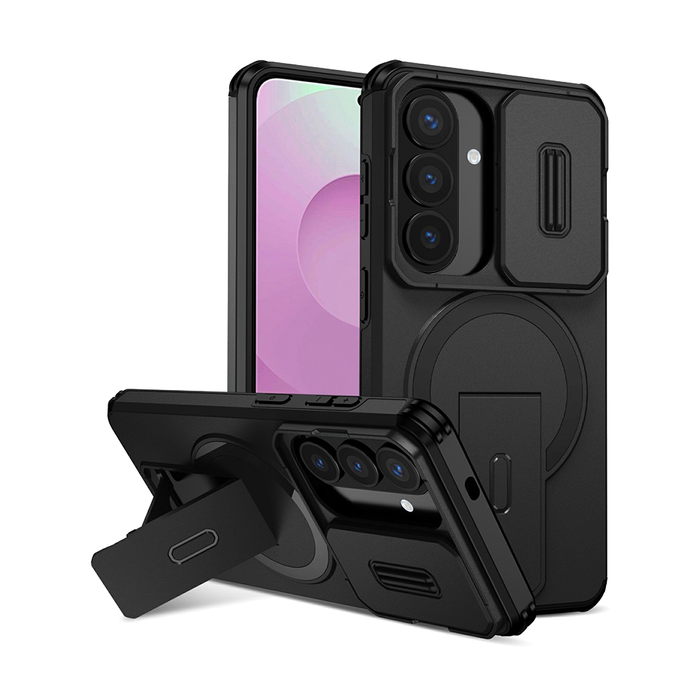 Калъф Magnetic Metal Kickstand Camera Slider за Samsung Galaxy S26 / S26 Pro, черен