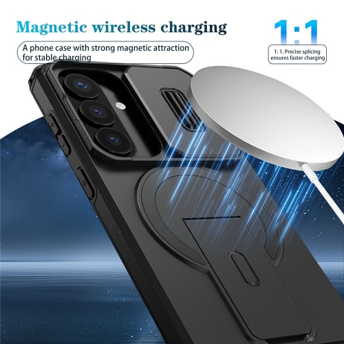Калъф Magnetic Metal Kickstand Camera Slider за Samsung Galaxy S26 / S26 Pro, черен