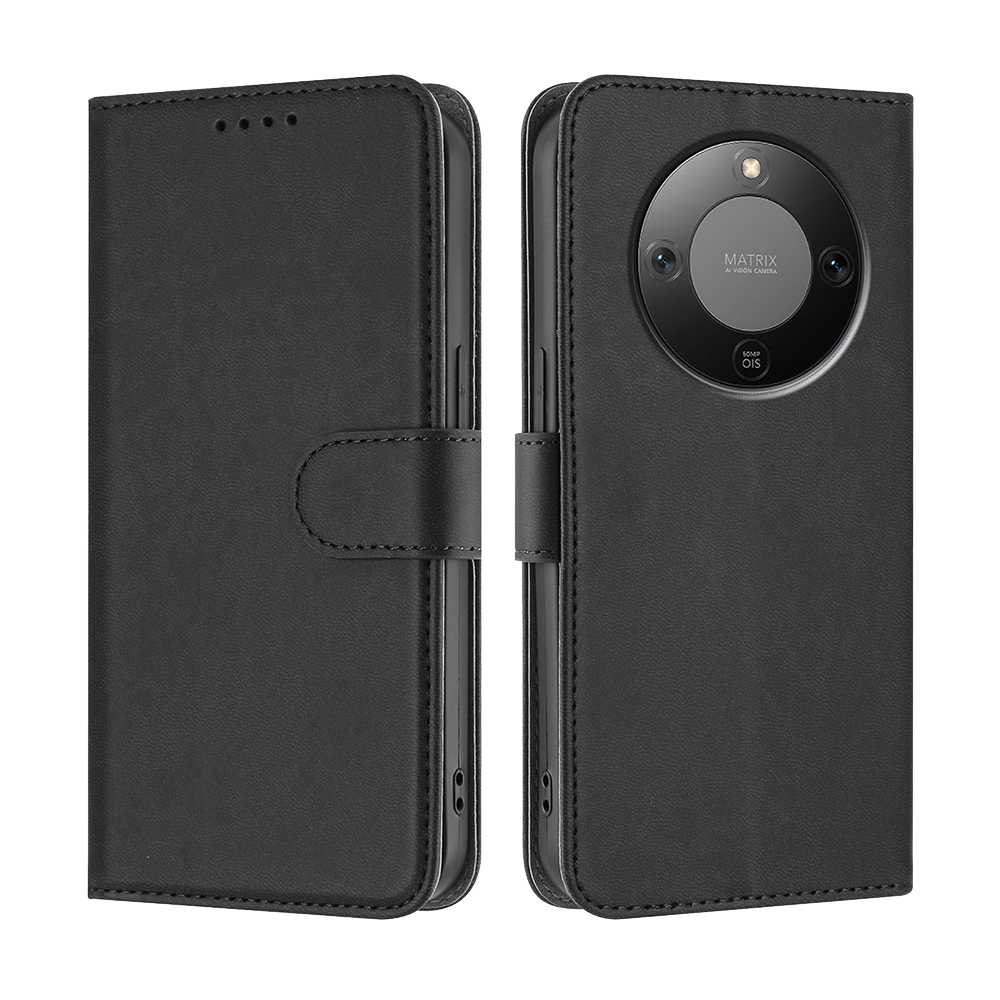 Калъф Тефтер Solid Color Cover with Wallet за Honor Magic8 Lite 5G / X9d 5G / X70 5G, Черен