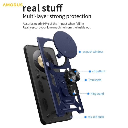 Удароустойчив калъф AMORUS CamShield Series за Honor Magic8 Lite 5G / X9d 5G / X70 5G, Син