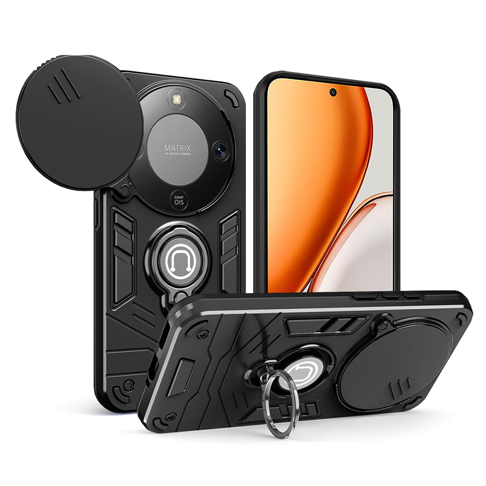 Удароустойчив калъф Camshield Kickstand за Honor X70 5G / X9d 5G / Magic8 Lite 5G, Черен