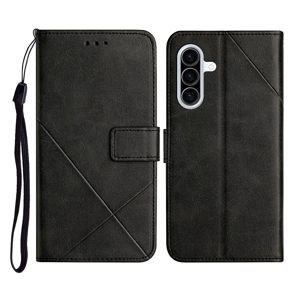 Калъф Тефтер Line Pattern Wallet за Samsung Galaxy A37 5G, Черен