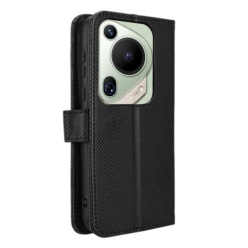 Калъф Тефтер Diamond Texture PU Leather за Huawei Pura 70 Pro/70 Pro+/70 Ultra, Черен