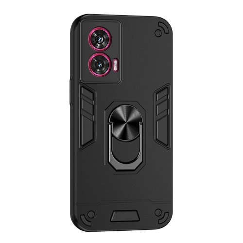 Удароустойчив гръб Ring Holder Kickstand за Motorola Edge 50 Fusion 5G, Черен