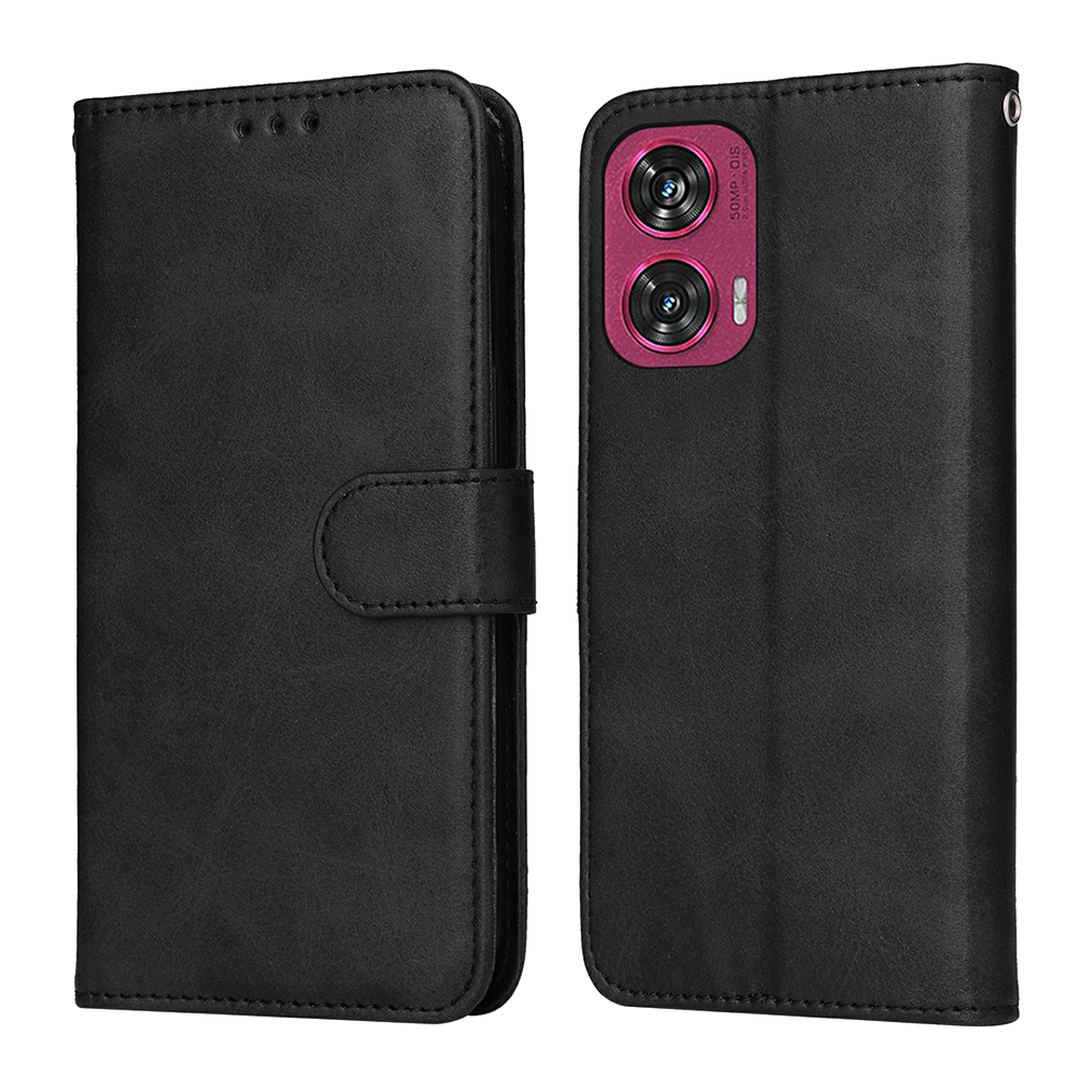 Калъф тефтер Leather Folio за Motorola Edge 50 Fusion 5G / G96 5G, Черен