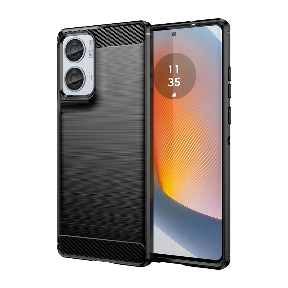 Силиконов Калъф Techsuit Carbon Fibre Brushed за Motorola Edge 50 Fusion 5G / Moto G85 5G / S50 Neo 5G, Черен