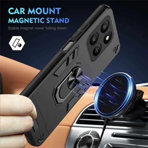 Удароустойчив гръб Ring Holder Kickstand за Honor 400 Smart 5G / X7d 4G, Черен