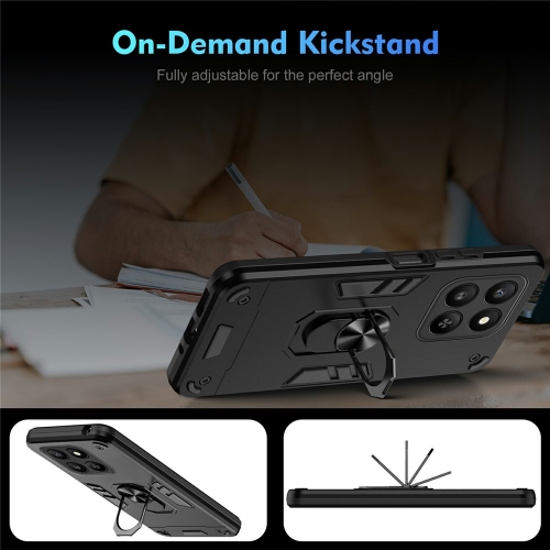 Удароустойчив гръб Ring Holder Kickstand за Honor 400 Smart 5G / X7d 4G, Черен