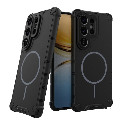 Силиконов калъф Corrugated Texture MagSF за Samsung Galaxy S26 Ultra, Черен