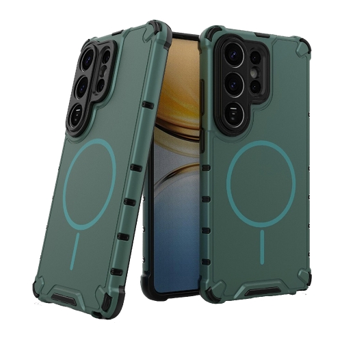 Силиконов калъф Corrugated Texture MagSF за Samsung Galaxy S26 Ultra, Тъмно зелен