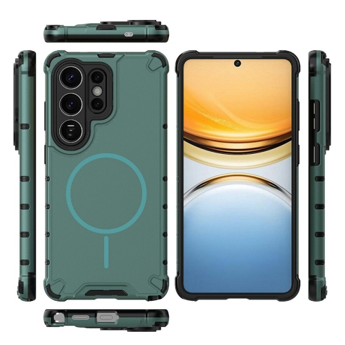 Силиконов калъф Corrugated Texture MagSF за Samsung Galaxy S26 Ultra, Тъмно зелен