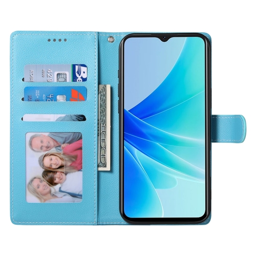 Калъф Тефтер Litchi Texture за Oppo A5x 5G / 4G, Светло син