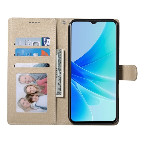 Калъф Тефтер Litchi Texture за Oppo A5x 5G / 4G, Бежов
