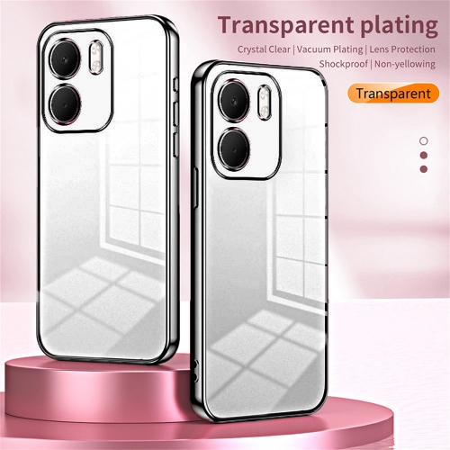 Силиконов калъф Electroplating Frame Soft TPU за Oppo A5x 5G, прозрачен - черен