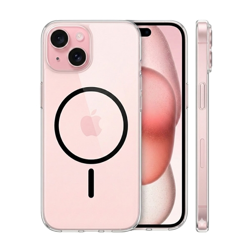 Калъф Anti Shock Thin MagSF за iPhone 15, прозрачен - черен