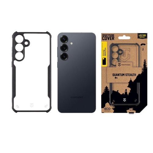 Удароустойчив калъф Tactical Quantum Stealth за Samsung Galaxy S26, Прозрачен-черен