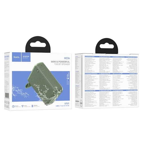 Преносима колонка HOCO HC34, Wireless, Waterproof, 5W, Bluetooth 5.4, Зелена