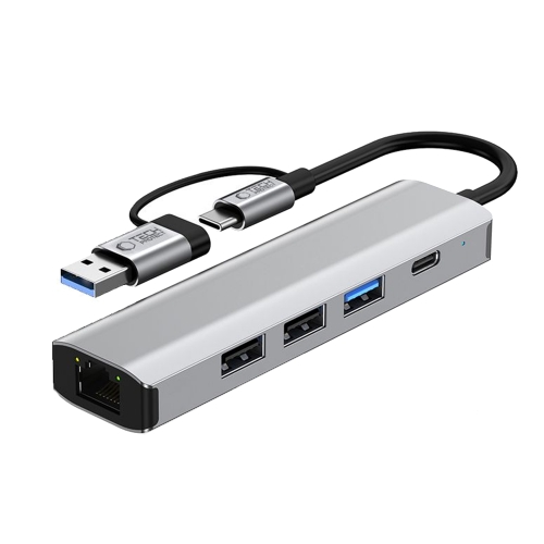 Адаптер 5 в 1 за лаптоп Tech-Protect HB03 Hub USB -Type C, сив