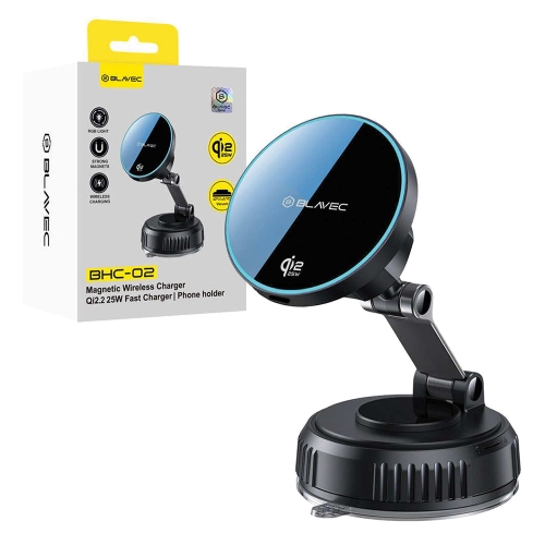 Поставка за кола Blavec BHC-02 Qi2.2 25W vacum magnetic, черна