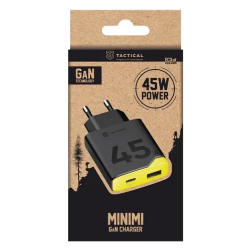 Зарядно Tactical Minimi GaN, 45W, AC, черен