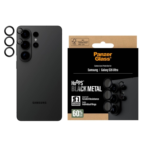 Стъклен Протектор за камера PanzerGlass Hoops Lens Protector за Samsung Galaxy S26 Ultra, черен