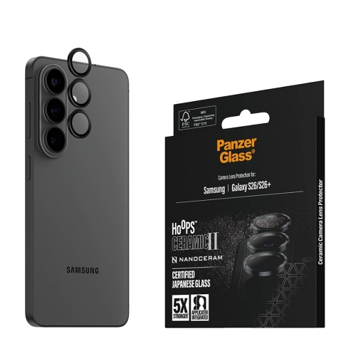 Стъклен Протектор за камера PanzerGlass Hoops Lens Protector Ceramic II за Samsung Galaxy S26 / S26 Plus, черен