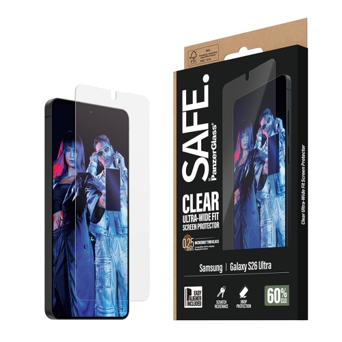Стъклен Протектор SAFE Ultra-Wide Fit за Samsung Galaxy S26 Ultra, прозрачен