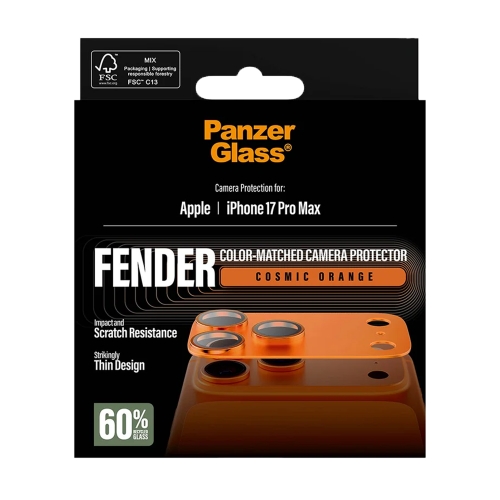 Стъклен протектор за камера PanzerGlass Hoops FENDER CLP за iPhone 17 Pro Max, оранжев