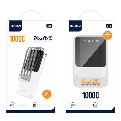 Външна батерия Sendem P19, 10 000mAh, Multi-Function, бял