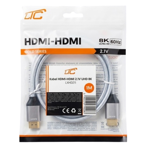 Кабел HDMI към HDMI, v2.1, 8K, 1 m, сребро