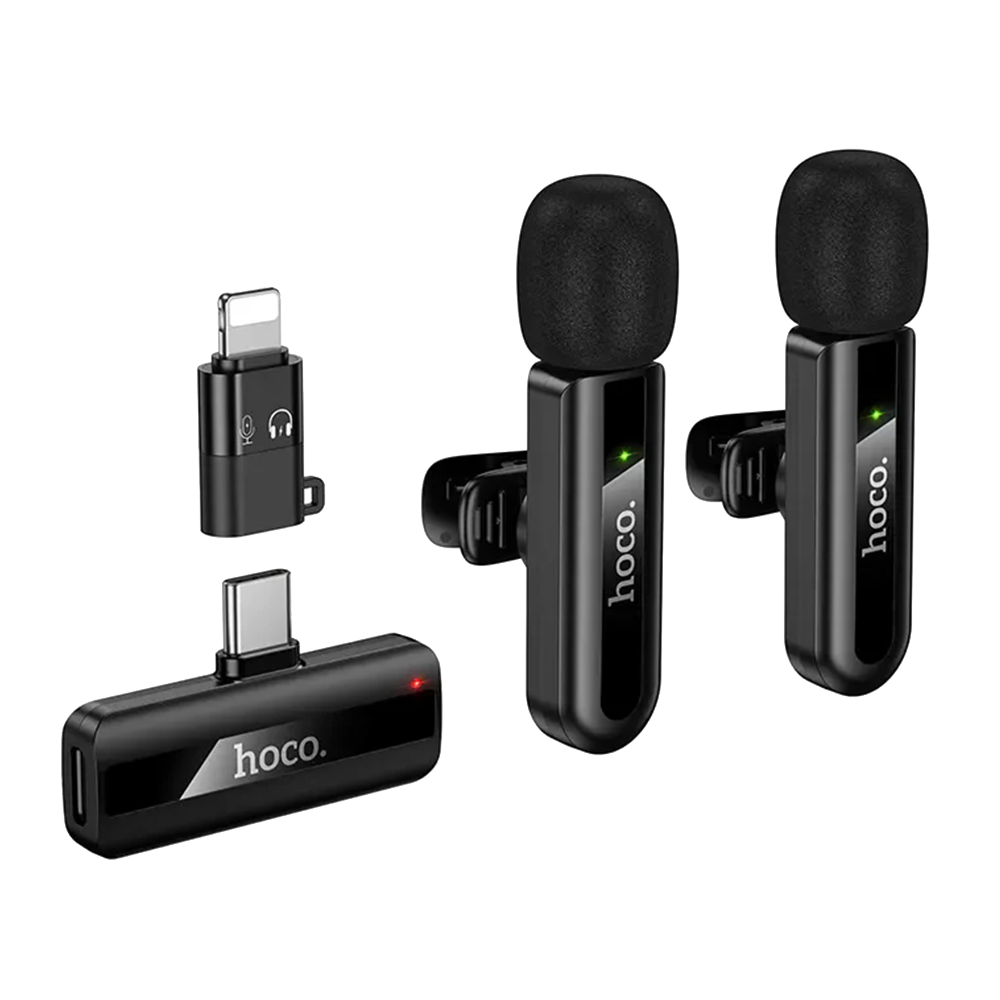 Безжични микрофони с щипка HOCO L20A, USB-C / Lightning, черен