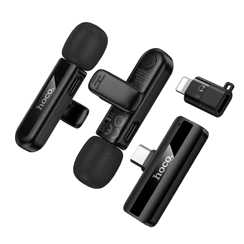 Безжични микрофони с щипка HOCO L20A, USB-C / Lightning, черен