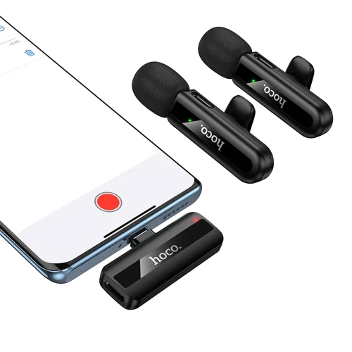 Безжични микрофони с щипка HOCO L20A, USB-C / Lightning, черен
