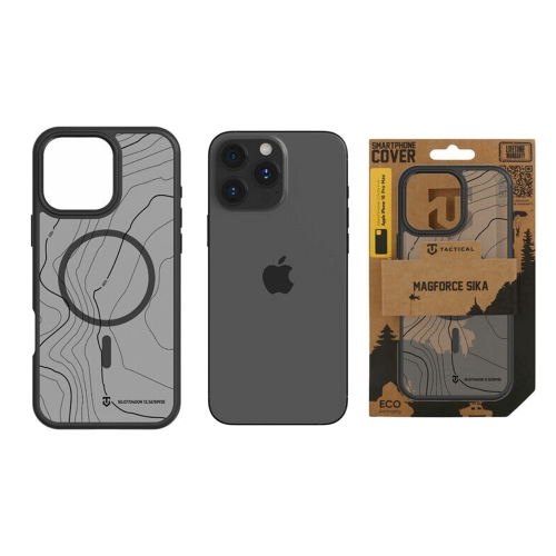 Удароустойчив калъф Tactical MagForce Hyperstealth Sika за iPhone 16 Pro Max, черен-прозрачен