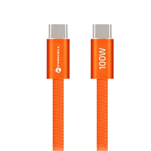Кабел Forcell F-Energy Type- C to Type- C, QC4.0 PD, 5A, 100W, 1,2m, ACYH23, оранжев