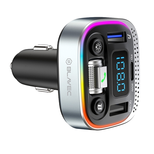 Трансмитер Blavec FM Transmitter Flash, TR-04, 2xUSB + Type C, QC3,0, 18W, PD, 30W, черен