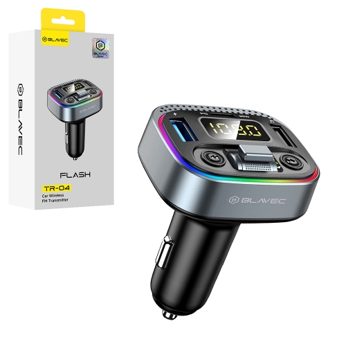 Трансмитер Blavec FM Transmitter Flash, TR-04, 2xUSB + Type C, QC3,0, 18W, PD, 30W, черен