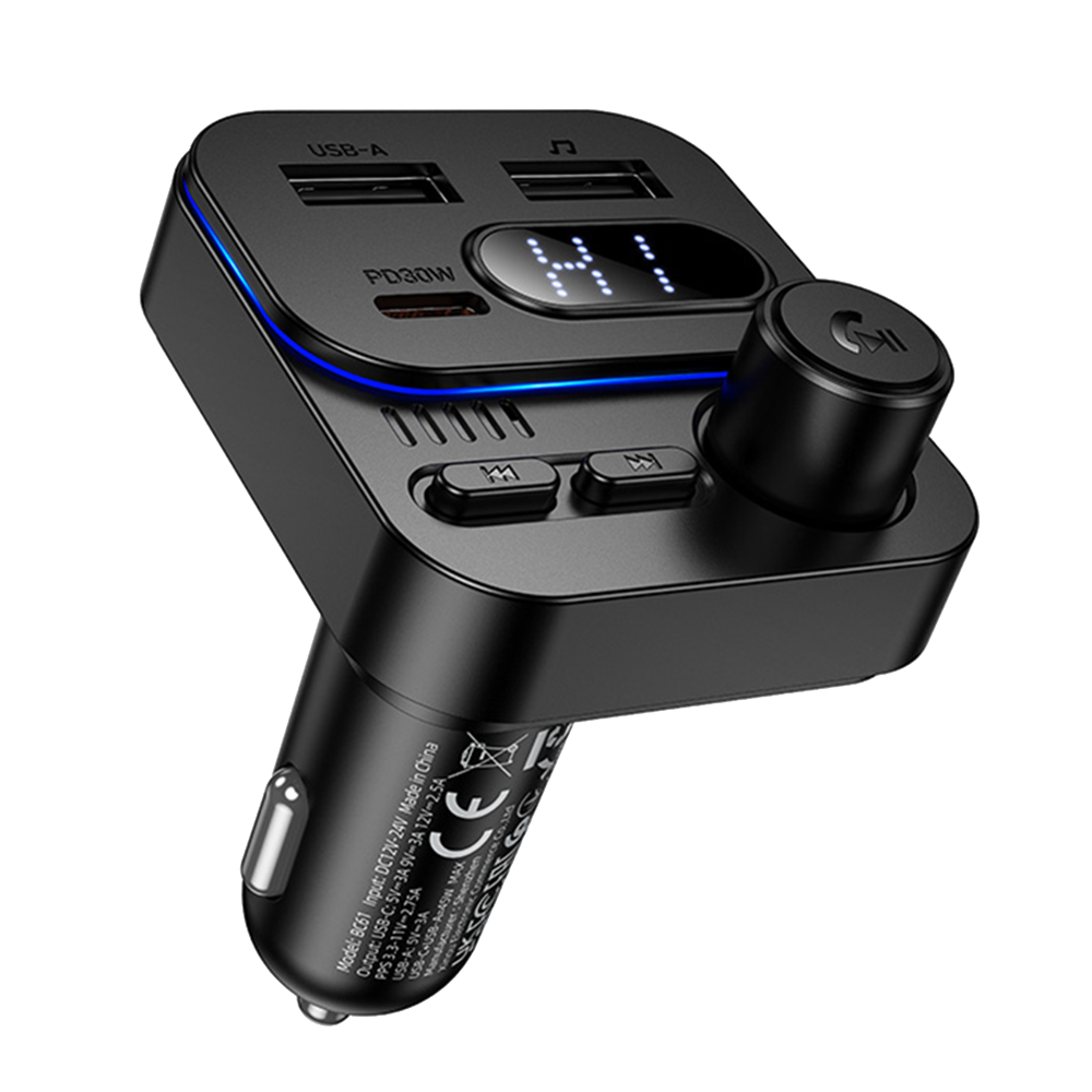 Трансмитер Borofone FM Transmitter ,BC61, Ocean, 2xUSB+Type C, PD, 45W, черен
