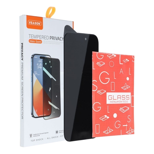 Стъклен протектор Veason 6D Pro Full Glue Privacy за iPhone 17 Pro, черен