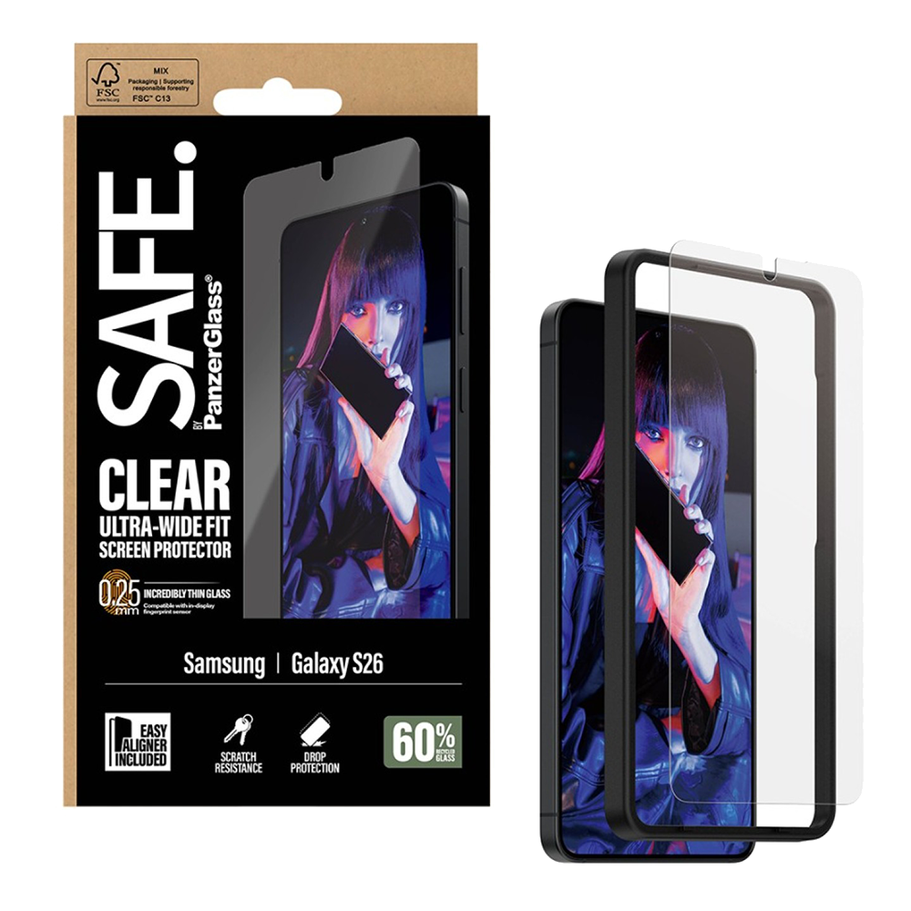Стъклен протектор SAFE за Samsung Galaxy S26, UWF, прозрачен