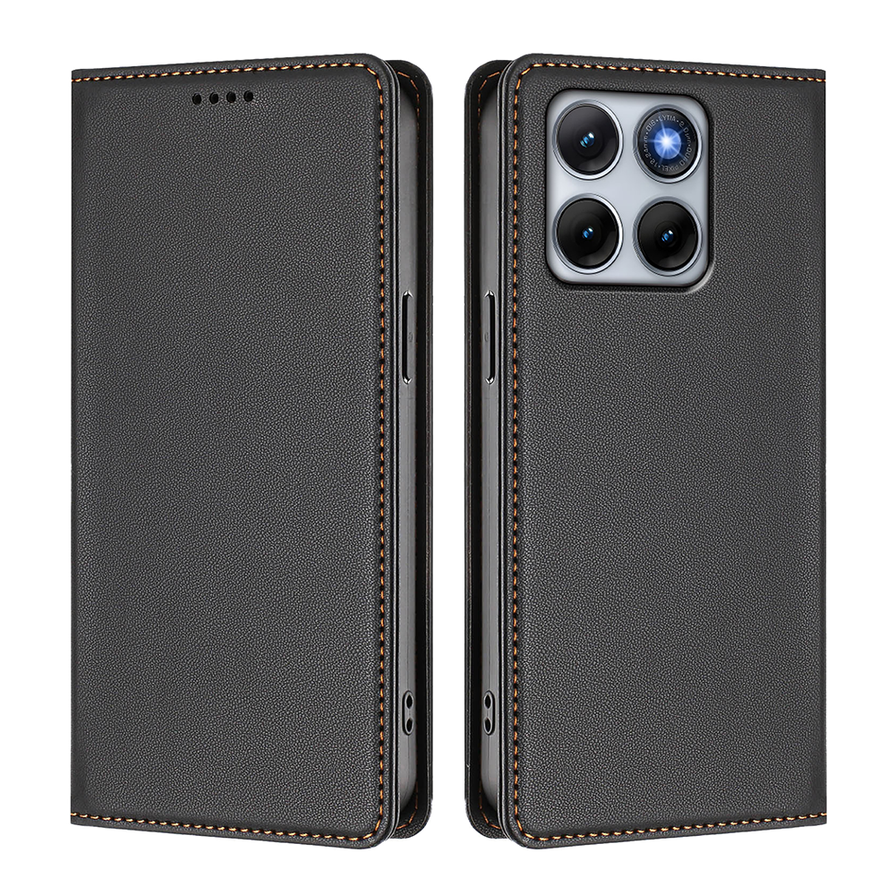 Калъф тефтер Leather Wallet Stand за Motorola Edge 70 Fusion+ 5G / Edge 70 Fusion 5G, черен