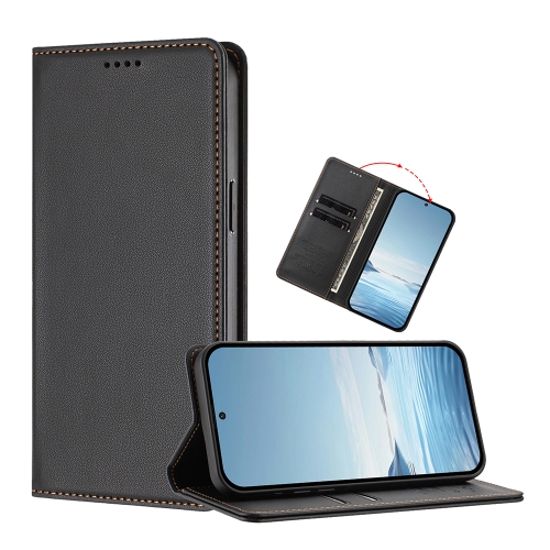 Калъф тефтер Leather Wallet Stand за Motorola Edge 70 Fusion+ 5G / Edge 70 Fusion 5G, черен