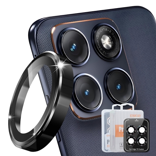 Стъклен протектор за камера ENKAY за Motorola Edge 70 Fusion+ 5G / Edge 70 Fusion 5G (lens only), черен