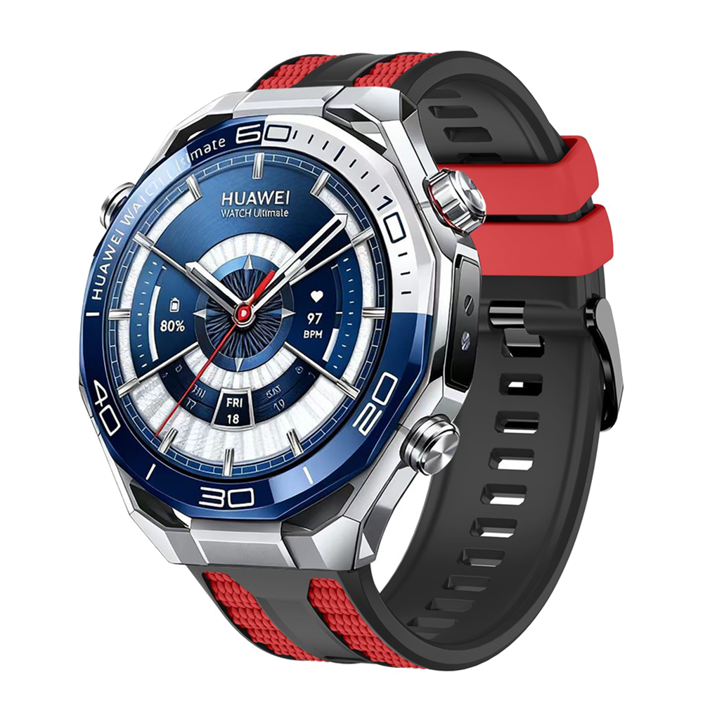 Силиконова каишка 22mm за Huawei Watch GT 6/6 Pro/5/5 Pro 46mm, червен-черен