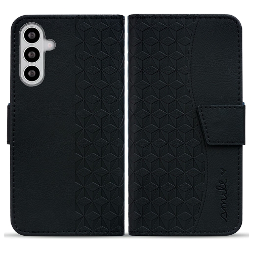 Калъф тефтер Leather Wallet Rhombus за Samsung Galaxy S26 Plus, черен