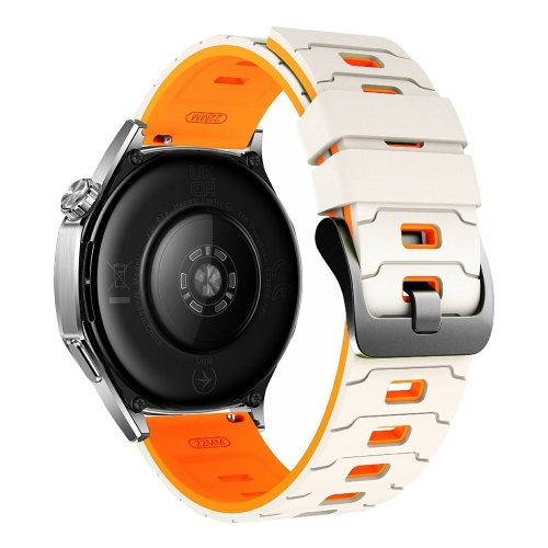 Силиконова каишка 22mm за Huawei Watch GT 6/6 Pro/5/5 Pro  46mm, оранжев-бял