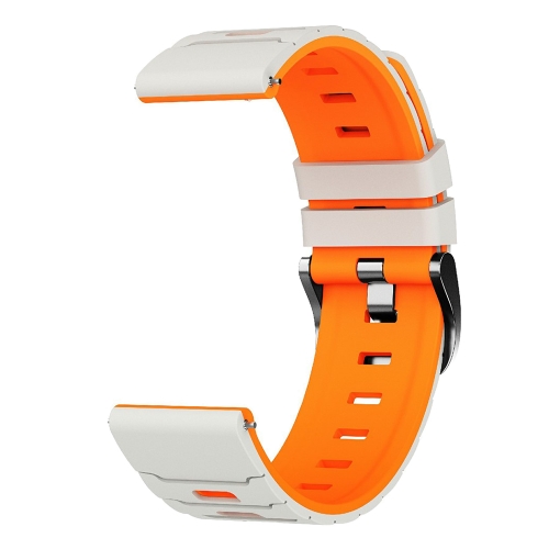Силиконова каишка 22mm за Huawei Watch GT 6/6 Pro/5/5 Pro  46mm, оранжев-бял