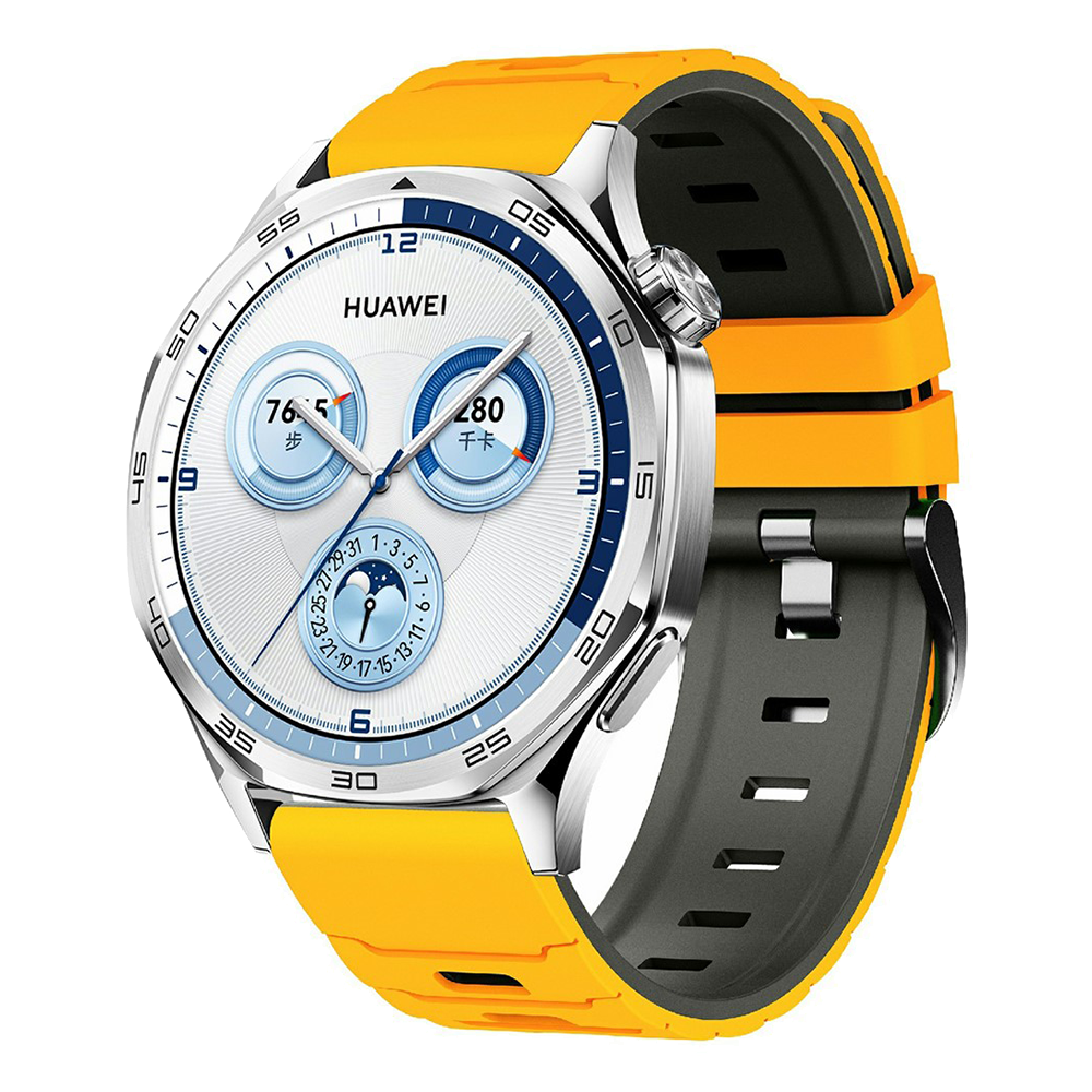 Силиконова каишка 22mm за Huawei Watch GT 6/6 Pro/5/5 Pro  46mm, жълт-черен