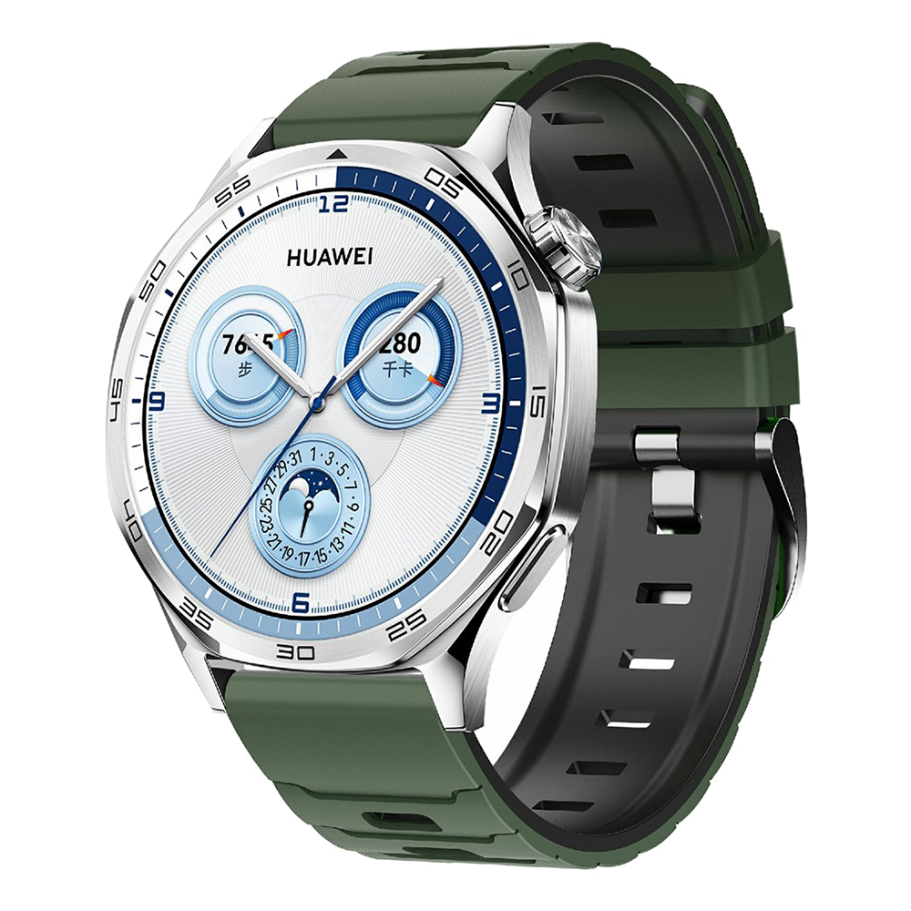 Силиконова каишка 22mm за Huawei Watch GT 6/6 Pro/5/5 Pro  46mm, тъмно зелен-черен